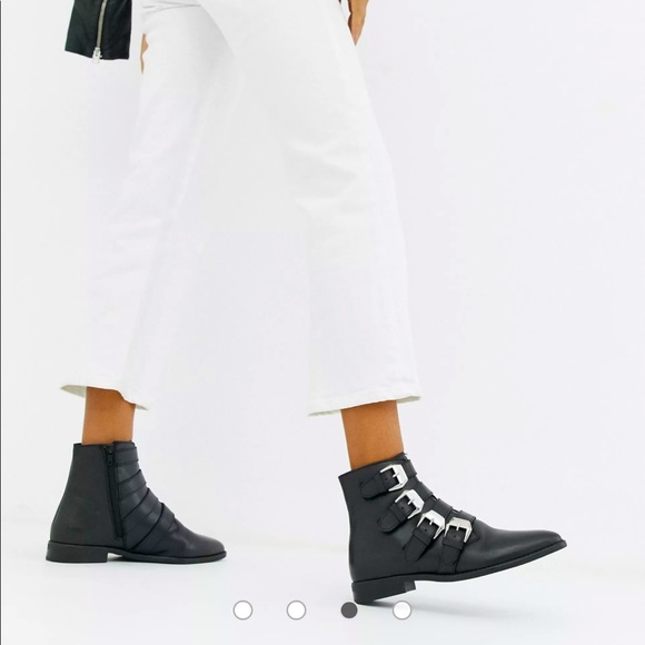 ASOS DESIGN Alissa leather buckled boots SZ UK 4 - Picture 2 of 6